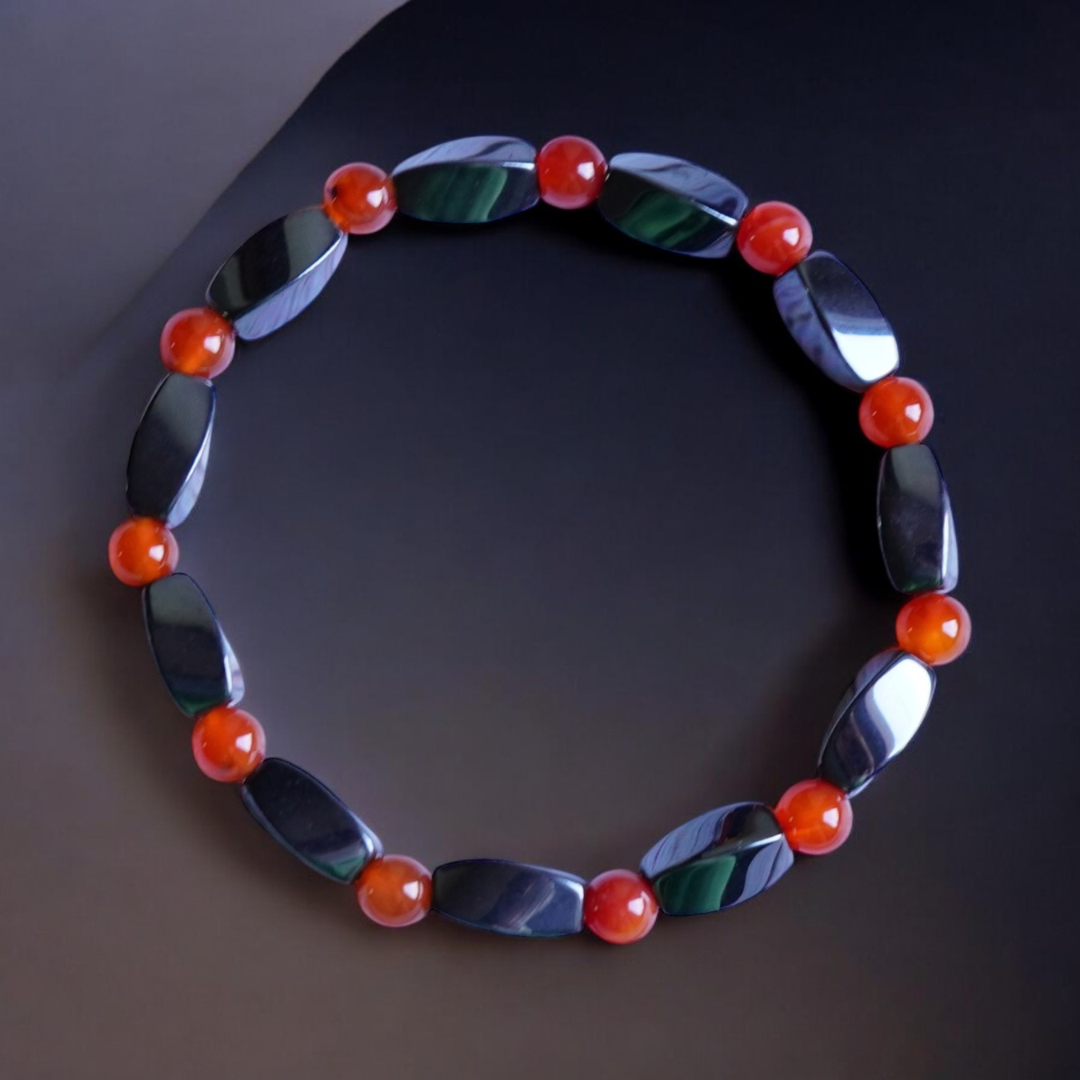 Magnetic Therapy Bracelet Black and Fire Engine Red
