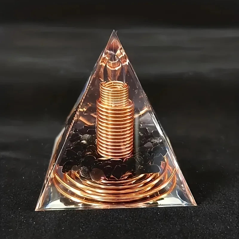 High Vibration Copper & Obsidian Orgonite Pyramid