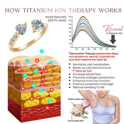 Titanium Ion Therapy Double Heart Ring