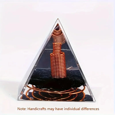 High Vibration Copper & Obsidian Orgonite Pyramid