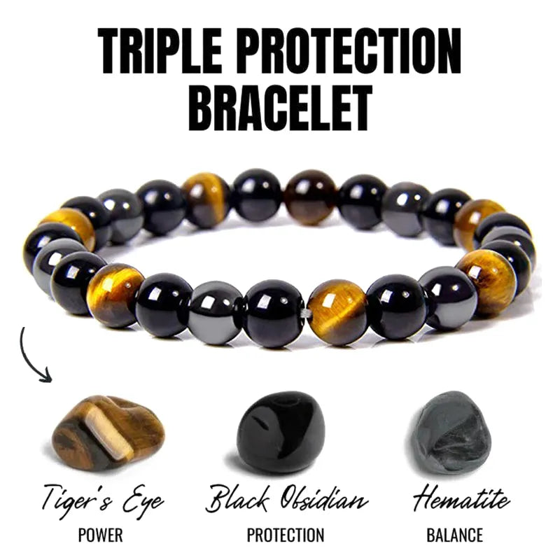 Triple Protection Natural Stone Bracelet