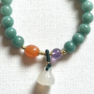 Natural Jade Potential Fulfillment Bracelet - With Dream Bell Charm