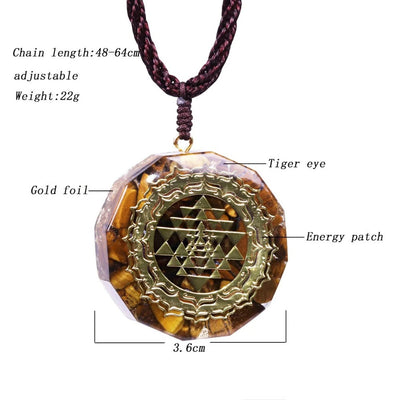 Tiger Eye Orgonite Sacred Geometry Pendant Necklace