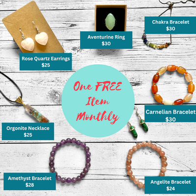 Chakra Healing Program: FREE Monthly Crystal Jewelry & Essential Oils (Root Chakra)