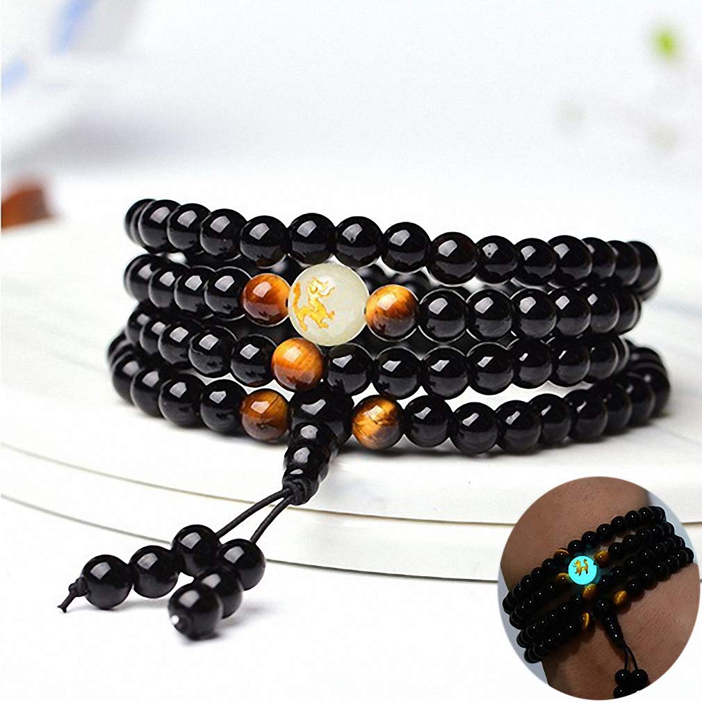 Dragon Black Obsidian 108 Bead Mala