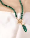 Malachite Pearl & Leaf Elegant Necklace
