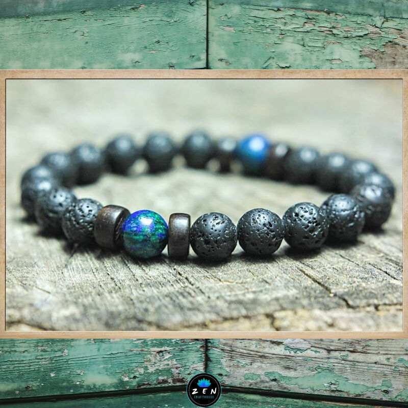 Lava & Chrysocolla Stone Energy Bracelet | Inner Strength