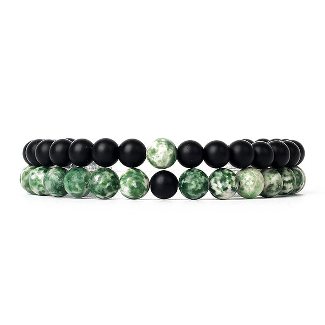 Natural Stone Mix Bracelets - Matte Onyx & Tree Agate Stone