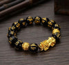 Natural Obsidian Pixiu Wealth & Luck Engraved Bracelet