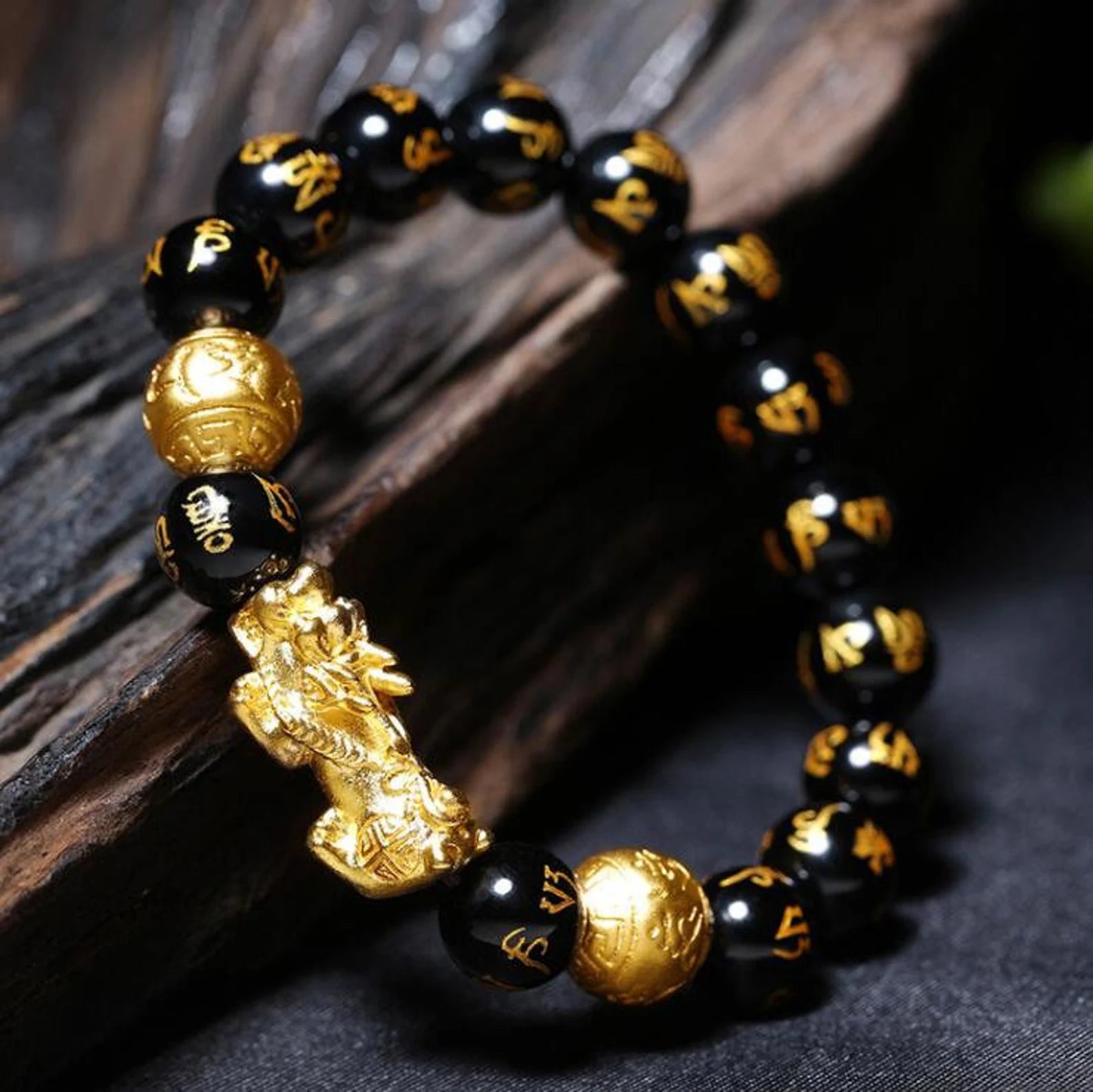 Obsidienne Noire Naturelle Pixiu Richesse Bracelet Bénédiction Lucky Stone  Perles Poignet A