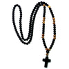Black Onyx Cross & Rosewood Necklace