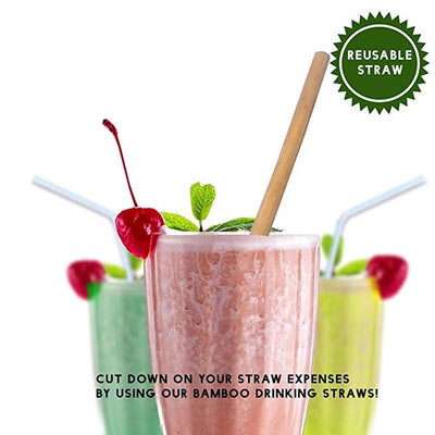 Organic Reusable Bamboo Straws - Set of 2 Pieces
