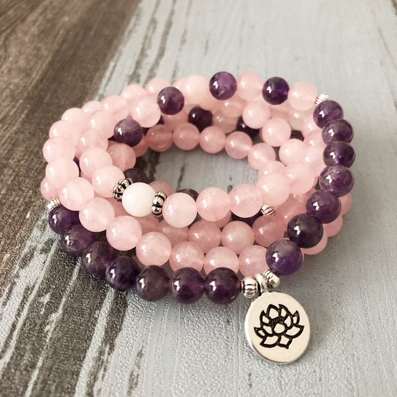 Rose Quartzs & Amethysts Mala