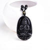 Unique Black Obsidian Buddha Carved Necklace