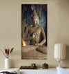 Painting buddha canvas in 3 panel