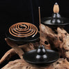 Multipurpose Black Ceramic Church Gourd Assuaging Calming Backflow Incense Burner Smoke Holder Plate Home Decor KT1042