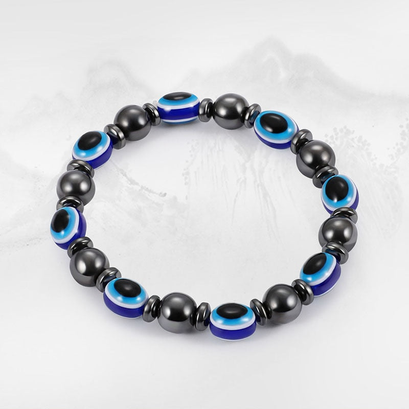 Blue Evil Eye Hematite Omni Protection Bracelet