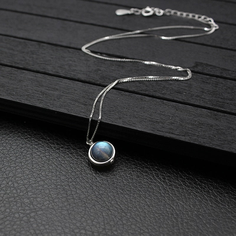  S925 Sterling Silver Labradorite Pendant Necklace