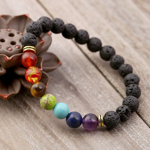 Chakra Lava Stone Bracelet for Alignment and Balance - Anxiety Gone