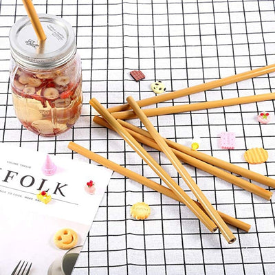 Df 146 2Pcs/Set Organic Bamboo Straw Reusable Straw