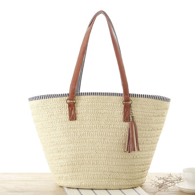 Summer Style Straw Tassel Tote Bag