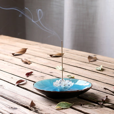 Handcraft Ceramic Lotus Incense Holder - 4 Elegant Colors