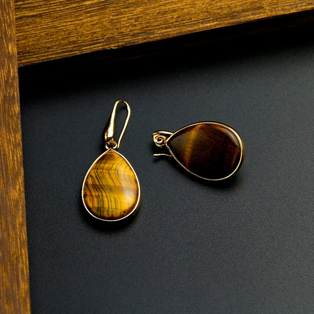 Tiger Eye Teardrop Earrings