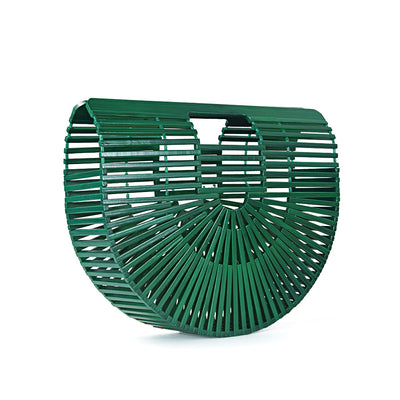Elegant Bamboo Moon Basket Bag - 5 Colors