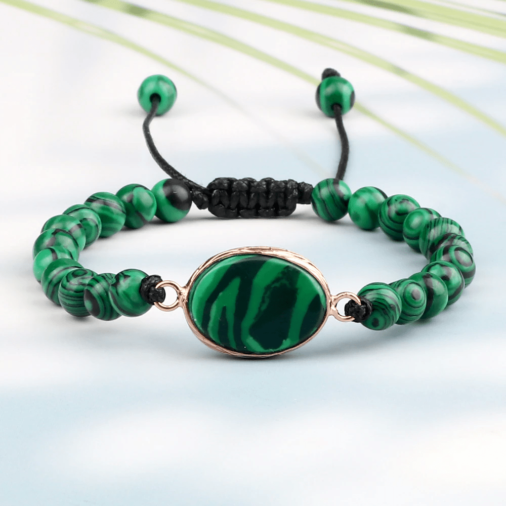 Malachite Gemstone Braided Bracelet