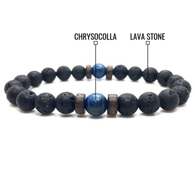 Lava & Chrysocolla Stone Energy Bracelet | Inner Strength