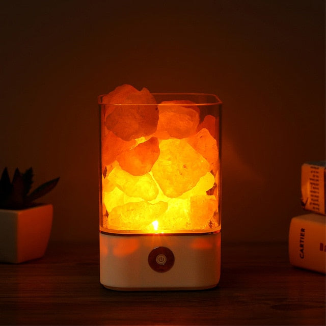 Himalayan crystal salt Lamp - the combination of Warm light and Air purifying