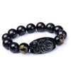 Natural Black Obsidian Carved Buddha Bracelet - Clarity and Protection