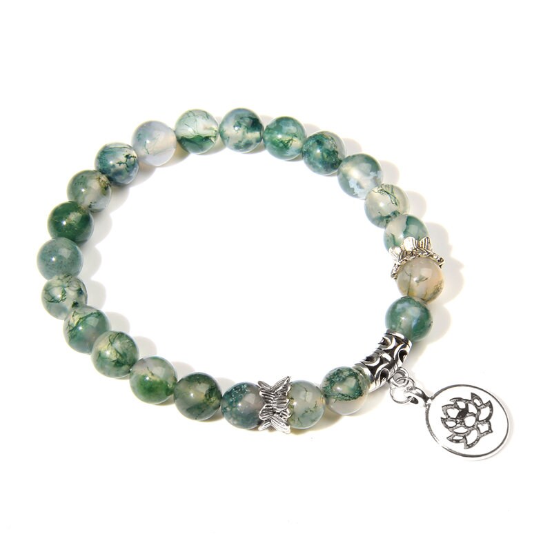 Moss Agate Wellspring Of Peace Meditation Bracelet