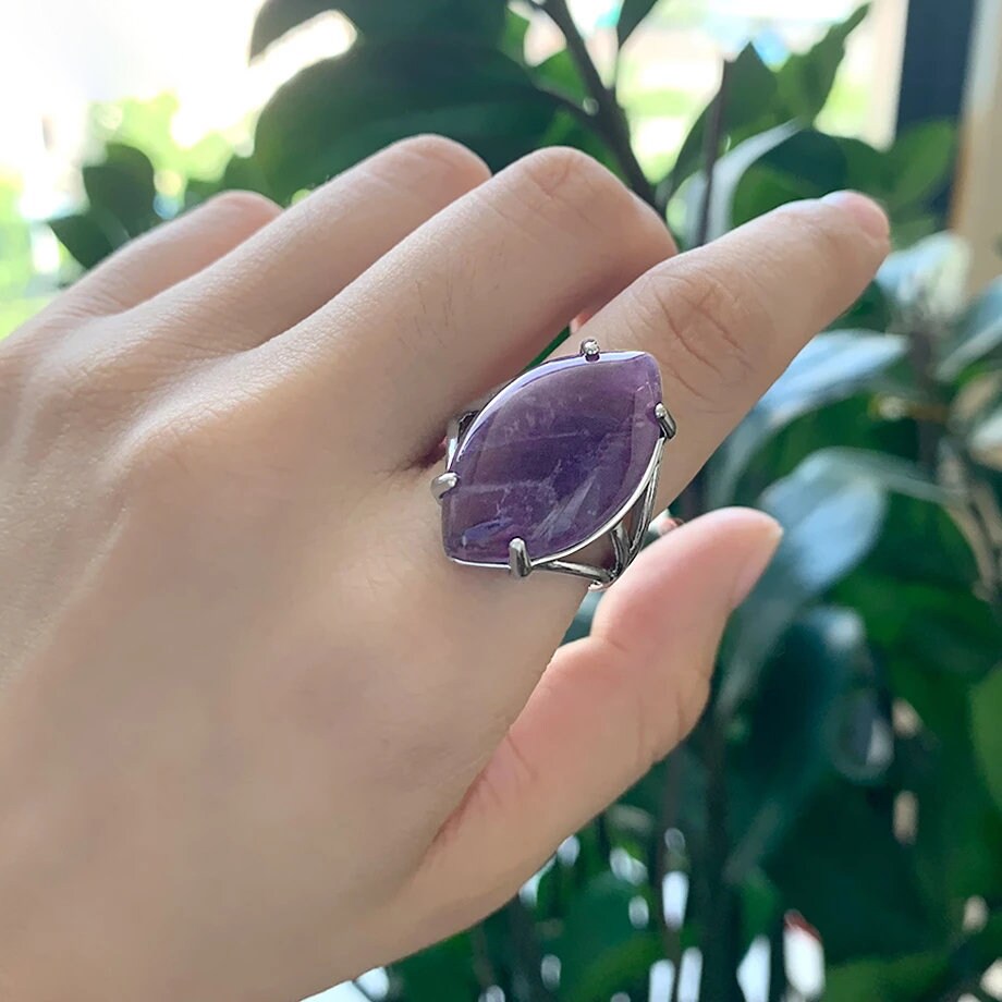 Amethyst Calm Ring - For Anxiety Stress Release. - Zencrafthouse
