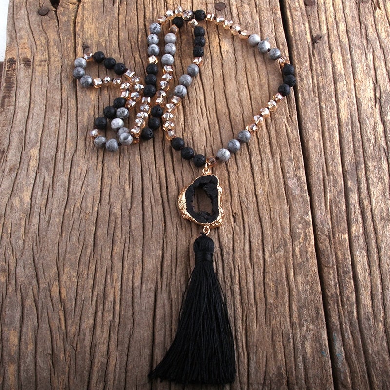 Lava Stone Jasper Protection Mala Necklace