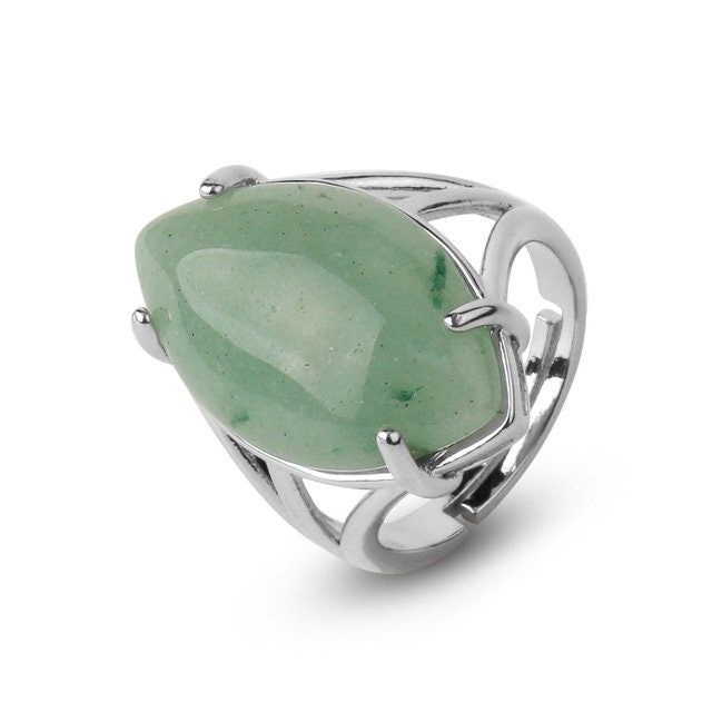 Green Aventurine Oval Luck Wealth Ring