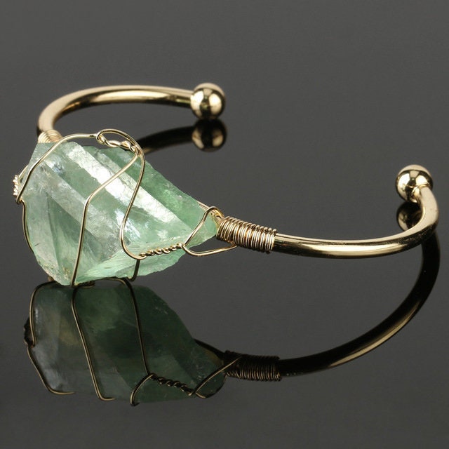 Green Fluorite Energy Freshening Crystal Bangle Bracelet