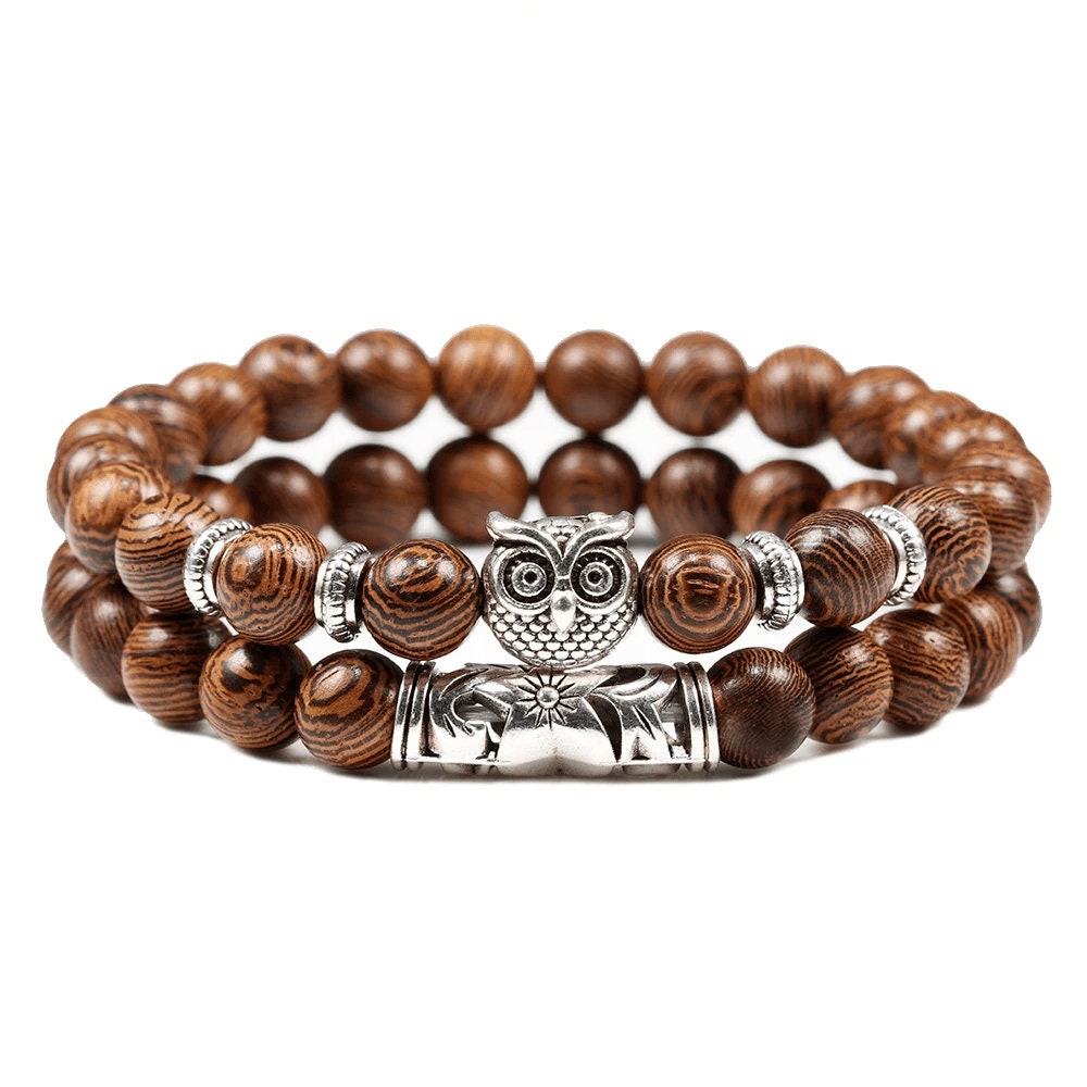 Wooden Bead Raw Energy Crystal Bracelet