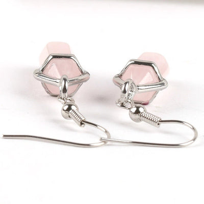 Rose Quartz Crystal Point Chakra Earrings