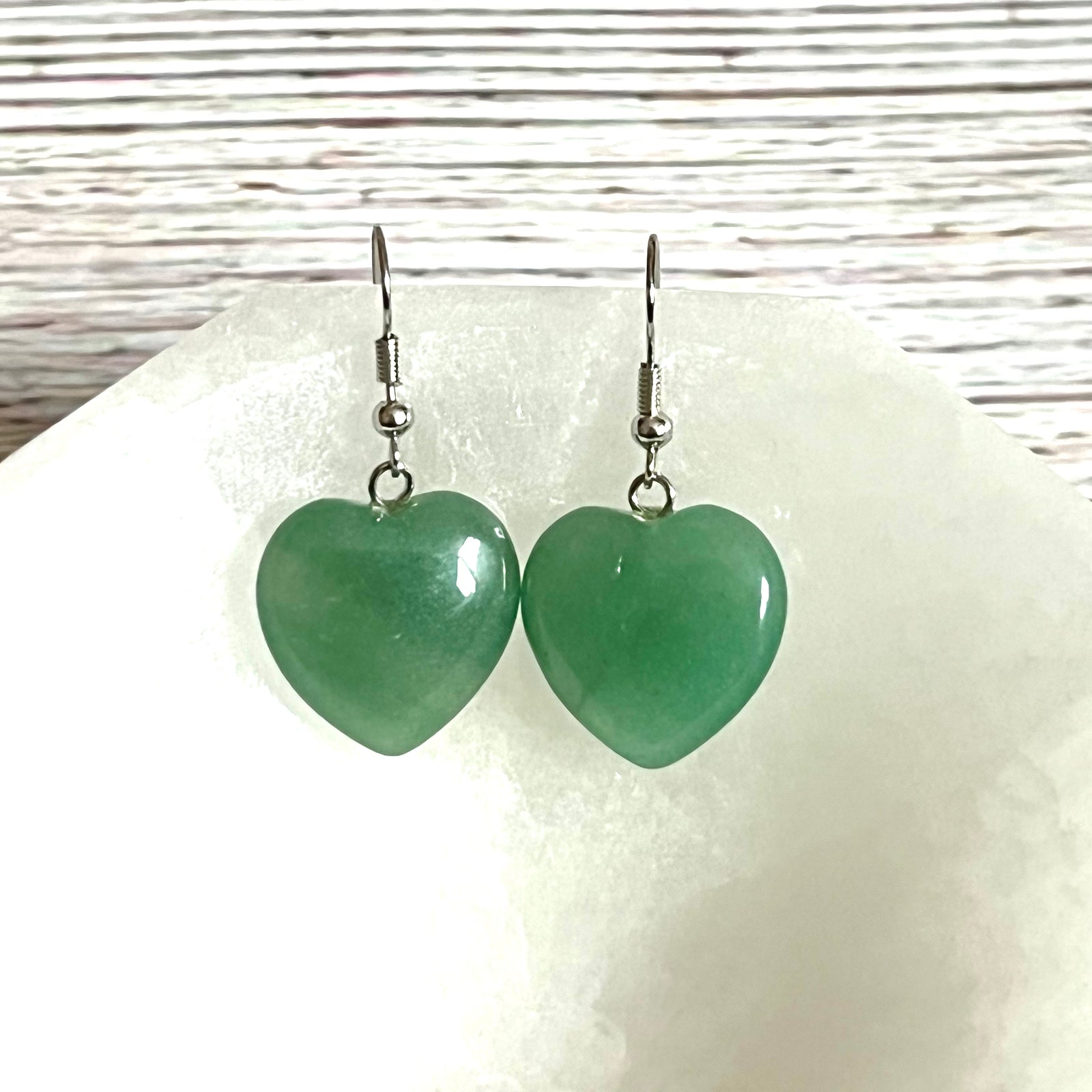 Green Aventurine Lucky Heart Earrings