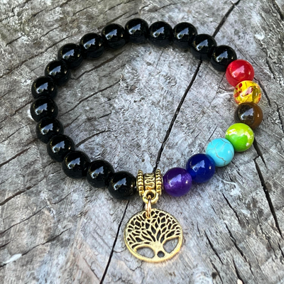 7 Chakra Prosperity Bracelet With Obsidian