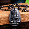 Obsidian Buddha Focus Pendant Necklace