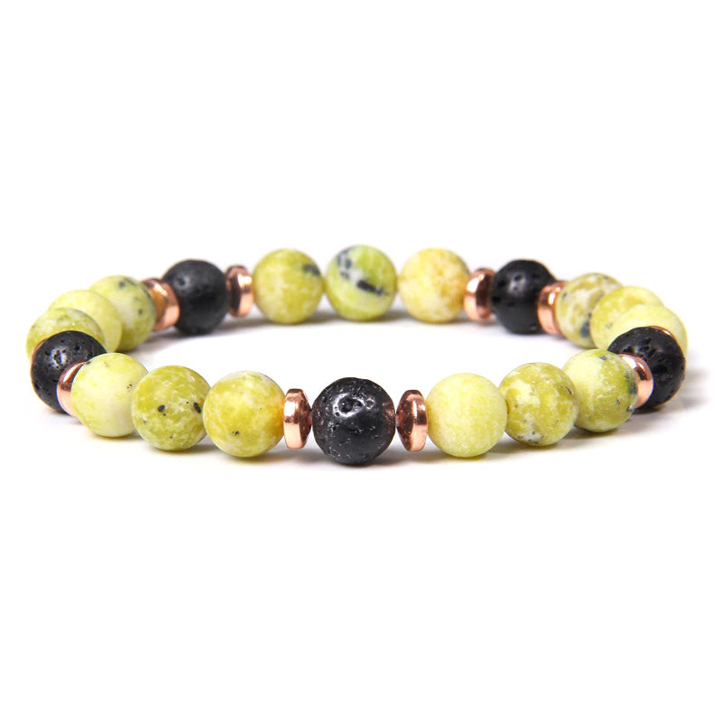 Yellow Jasper Lava & Copper Strong Protection Bracelet