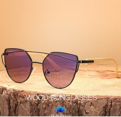 Df 144 Cat Eye sunglasses women wood Bamboo